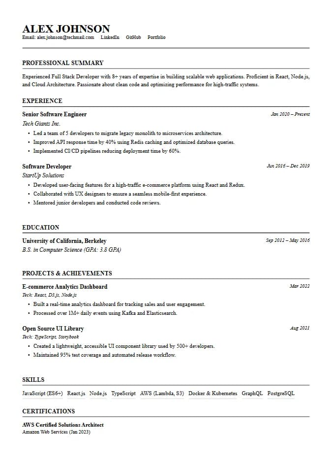 Amazon Ops Resume Template