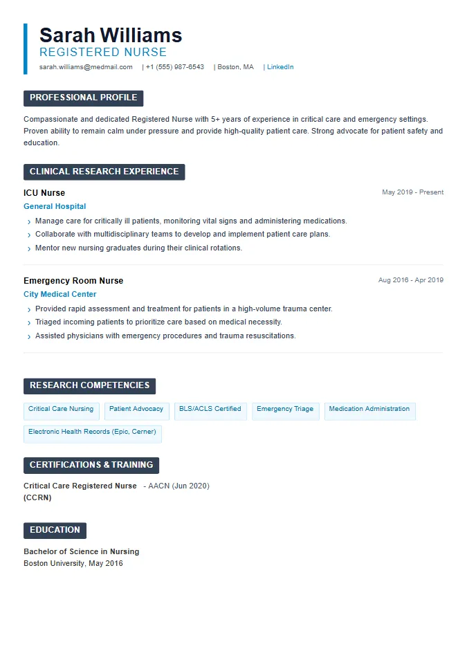 Clinical Trial / Research Resume Template