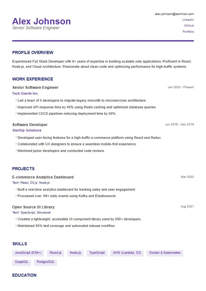 HCL Tech resume template