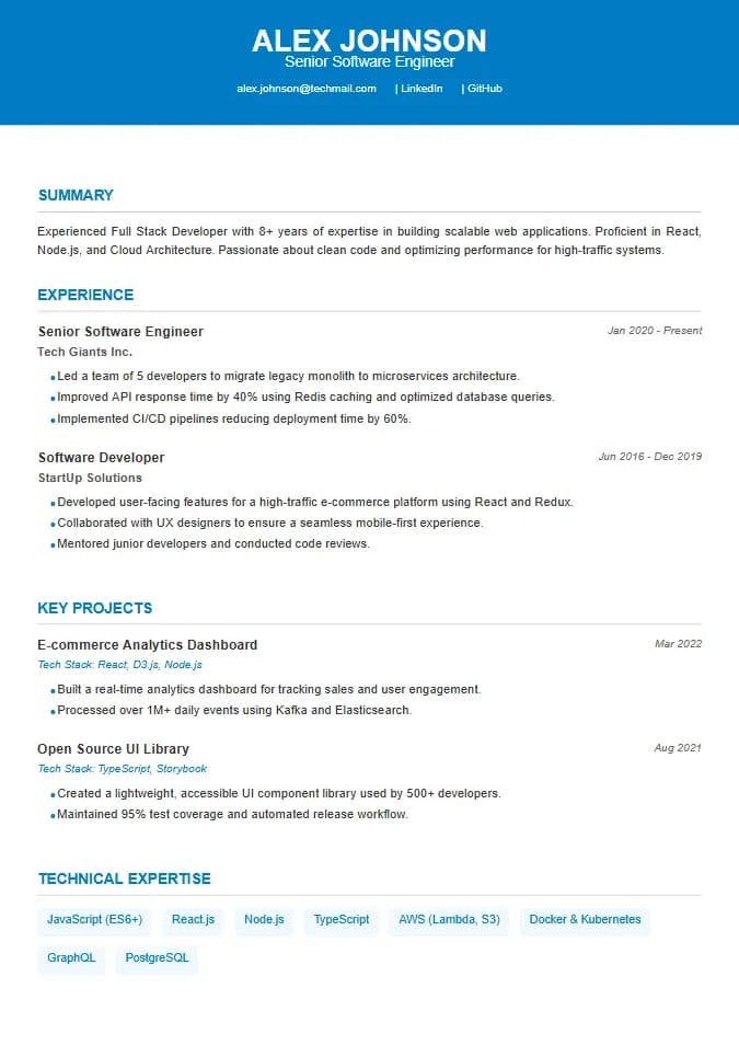 Infosys System Resume Template