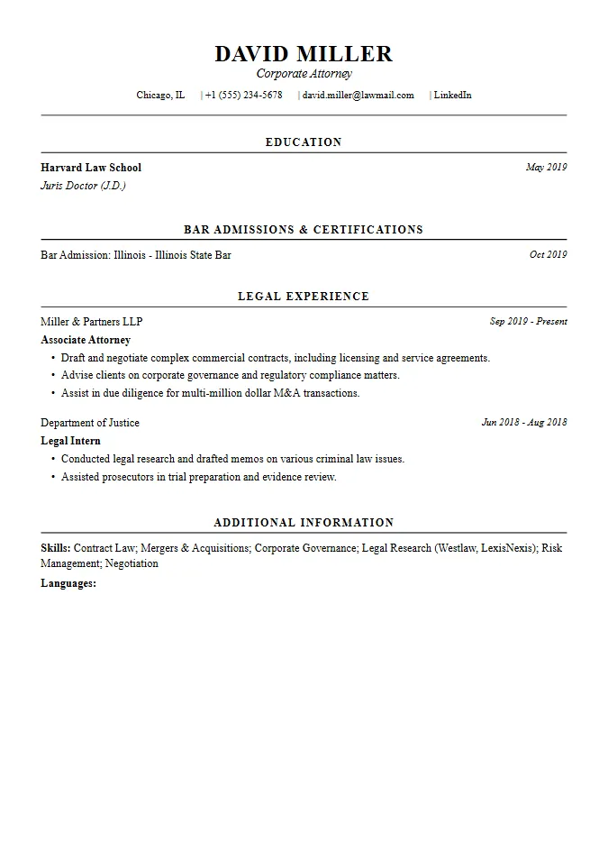 Legal / Attorney resume template