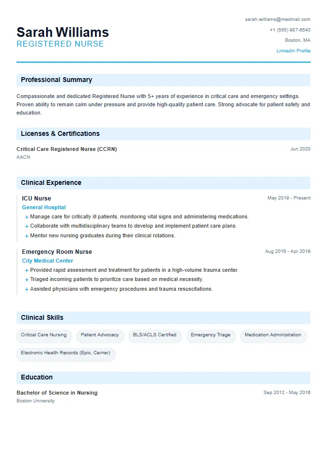 Medical / Nurse Resume Template