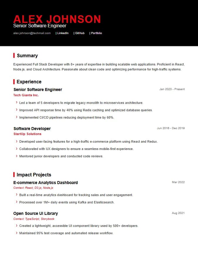 Netflix Culture resume template