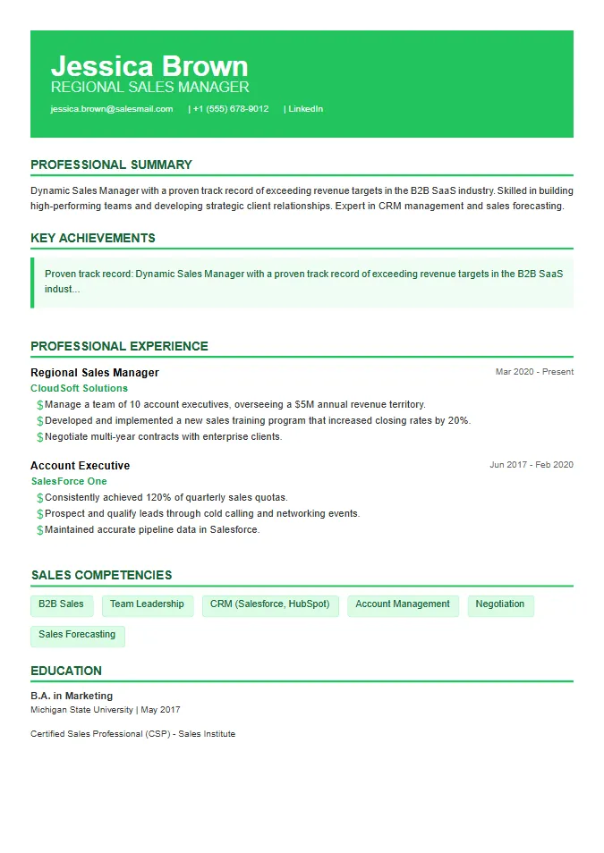 Sales / Business resume template