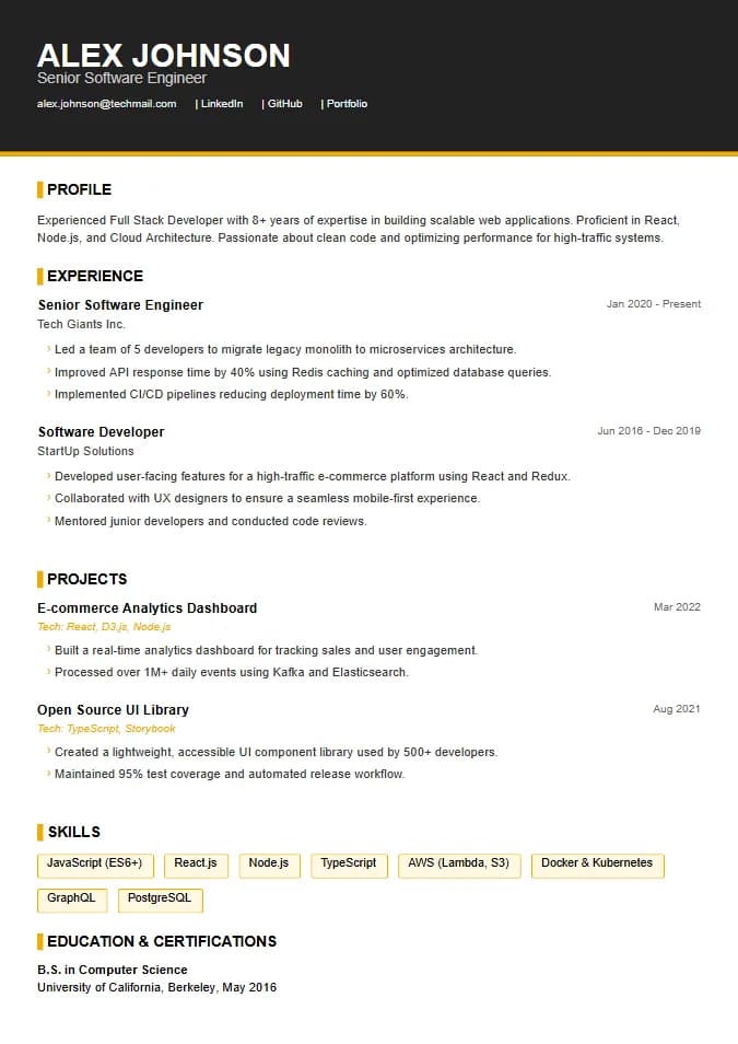 SAP Enterprise Resume Template
