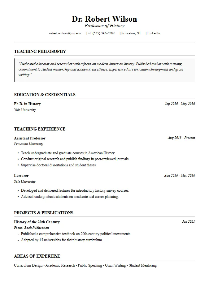 Academic / Teacher resume template