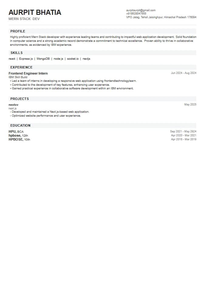 Compact Modern resume template
