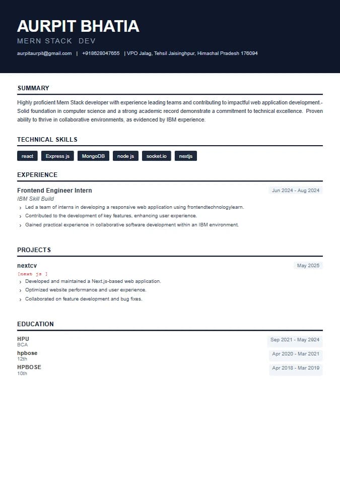 Tech Dark resume template