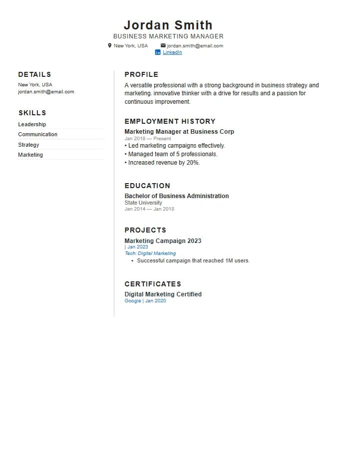 Data Analyst template preview